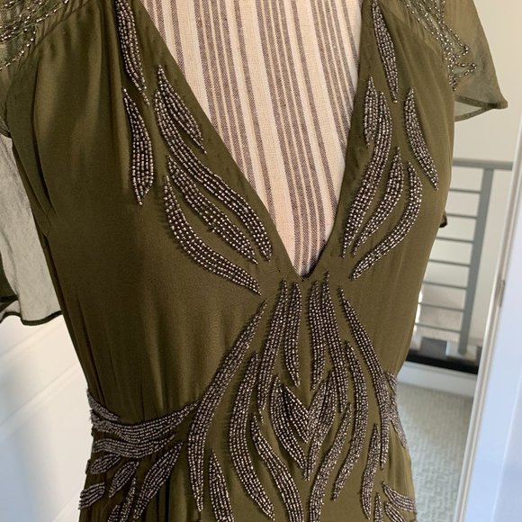 Haute Hippie Shaded Palm Bead Silk Gown NWT - Picture 6 of 12